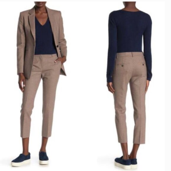 Theory Treeca 2 Glen Plaid Wool Pant Trousers Deco Portland Ankle Stretch  4 - Picture 2 of 16